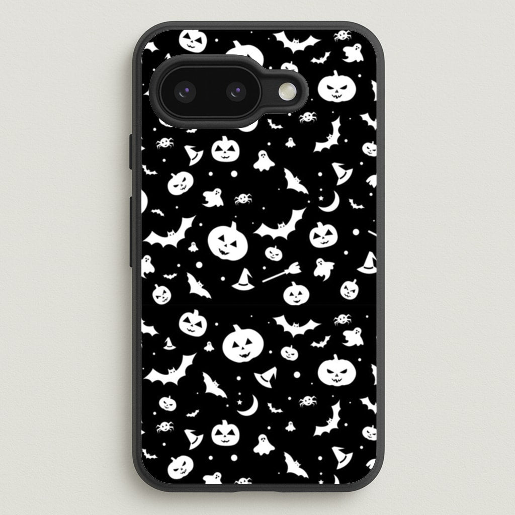Black and White Halloween Pattern - Phone Case for Google Pixel 9a