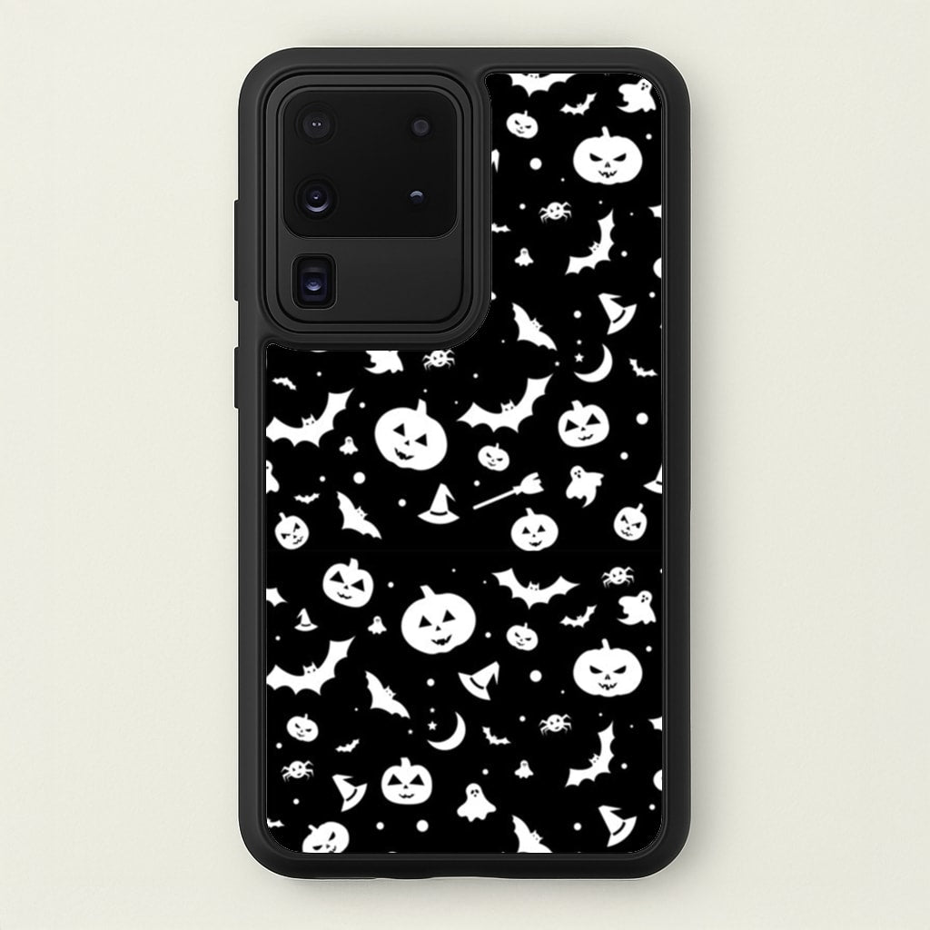 Black and White Halloween Pattern - Phone Case for Galaxy S20 Ultra