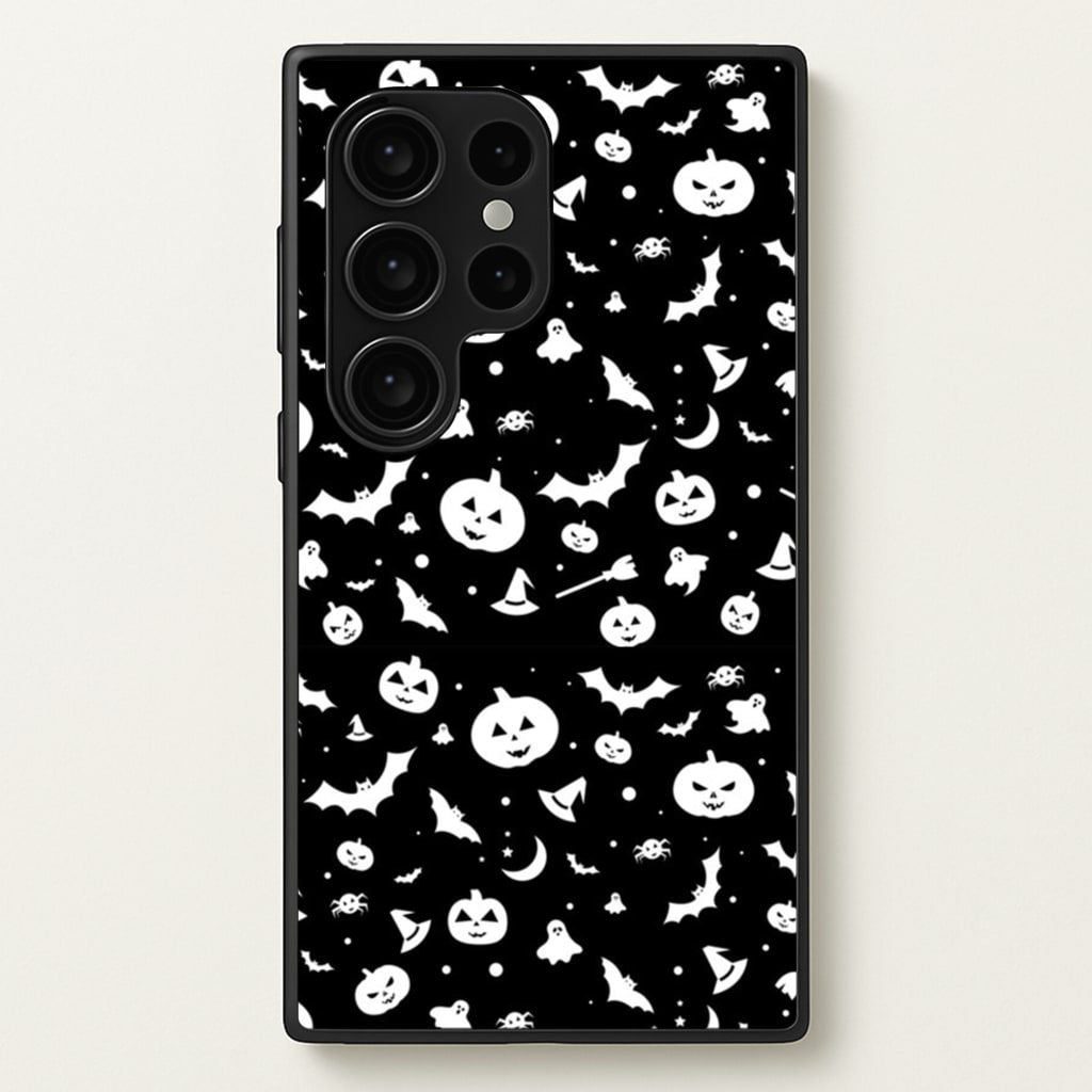 Black and White Halloween Pattern - Phone Case for Galaxy S24 Ultra