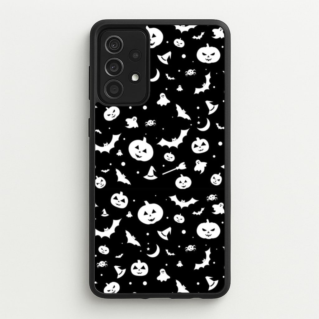 Black and White Halloween Pattern - Phone Case for Galaxy A52 / A52s