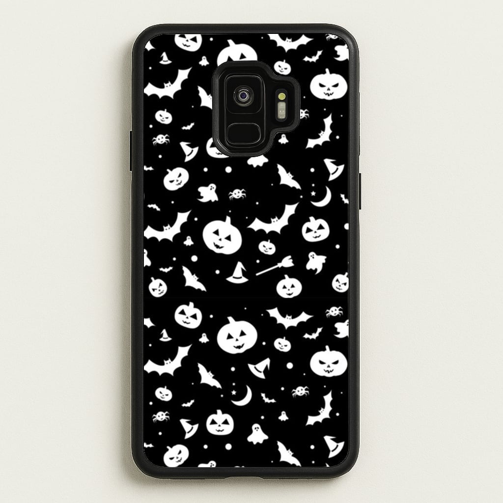 Black and White Halloween Pattern - Phone Case for Galaxy S9