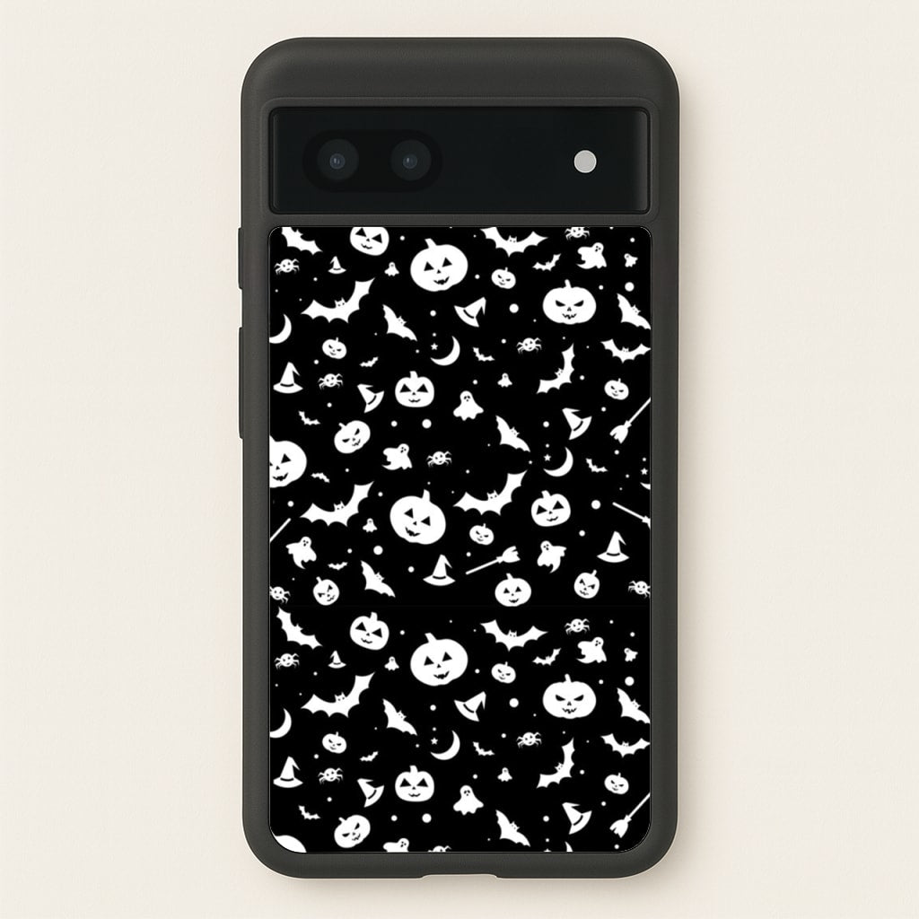 Black and White Halloween Pattern - Phone Case for Google Pixel 7a