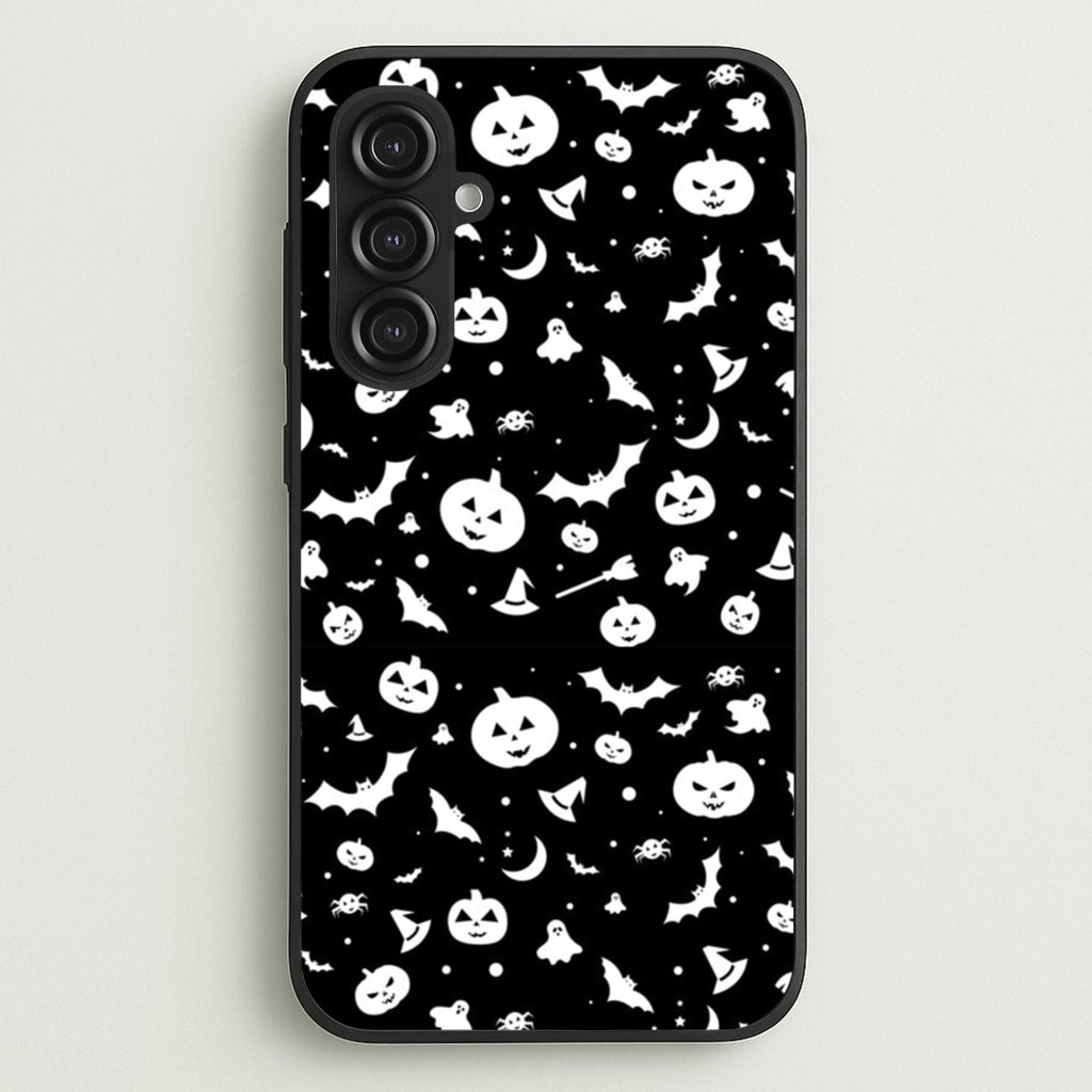 Black and White Halloween Pattern - Phone Case for Galaxy S23FE