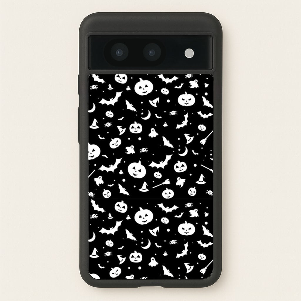 Black and White Halloween Pattern - Phone Case for Google Pixel 8a