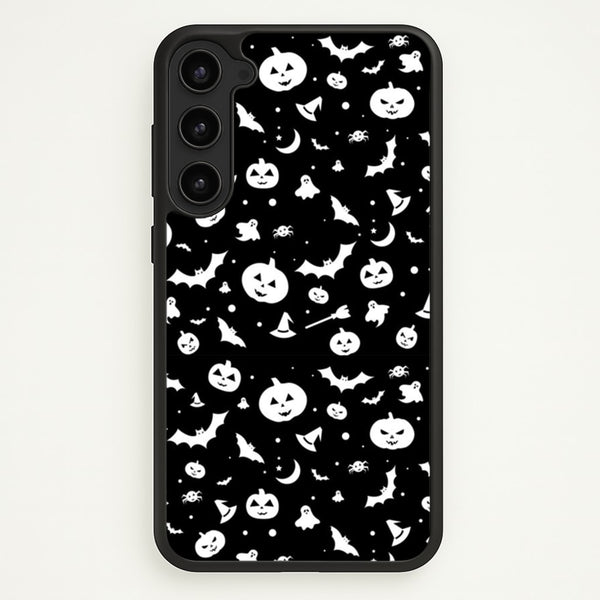 Black and White Halloween Pattern - Phone Case for Galaxy S23 Plus