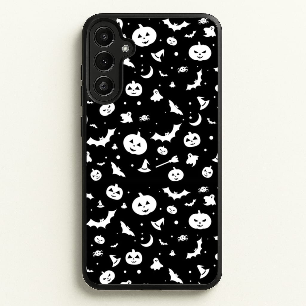 Black and White Halloween Pattern - Phone Case for Galaxy A34