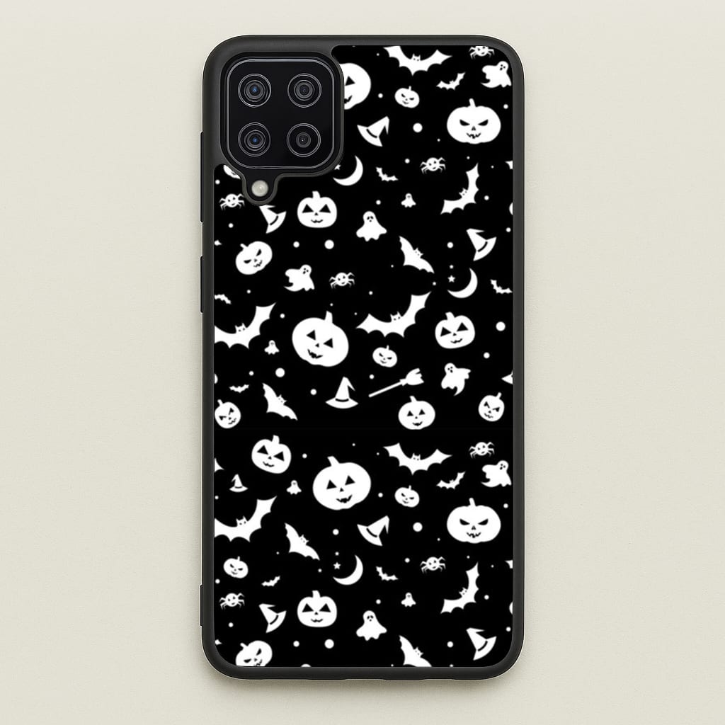 Black and White Halloween Pattern - Phone Case for Galaxy A12