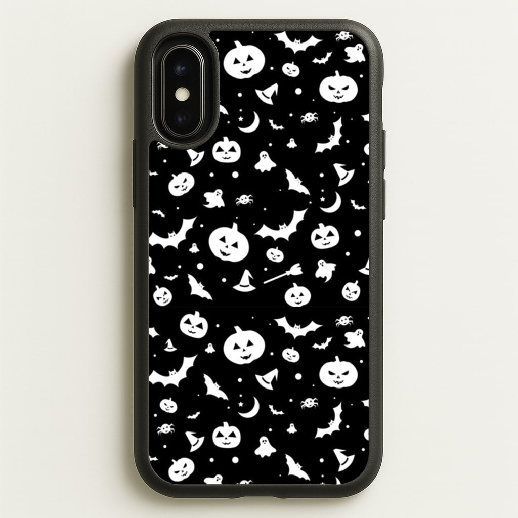 Black and White Halloween Pattern - Phone Case for iPhone X / XS