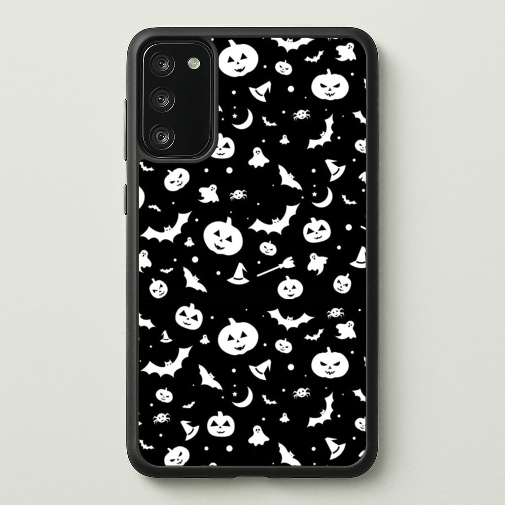 Black and White Halloween Pattern - Phone Case for Galaxy S20FE