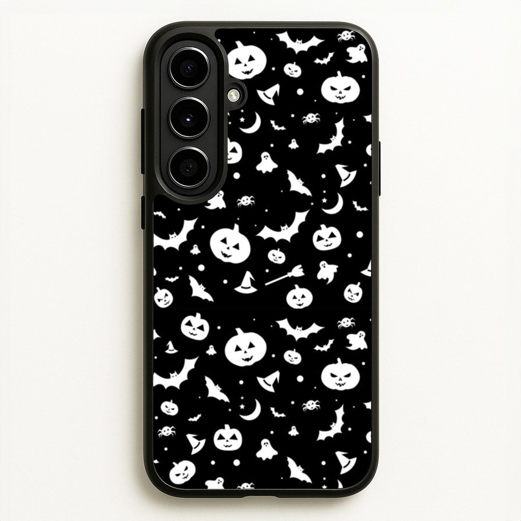 Black and White Halloween Pattern - Phone Case for Galaxy A56