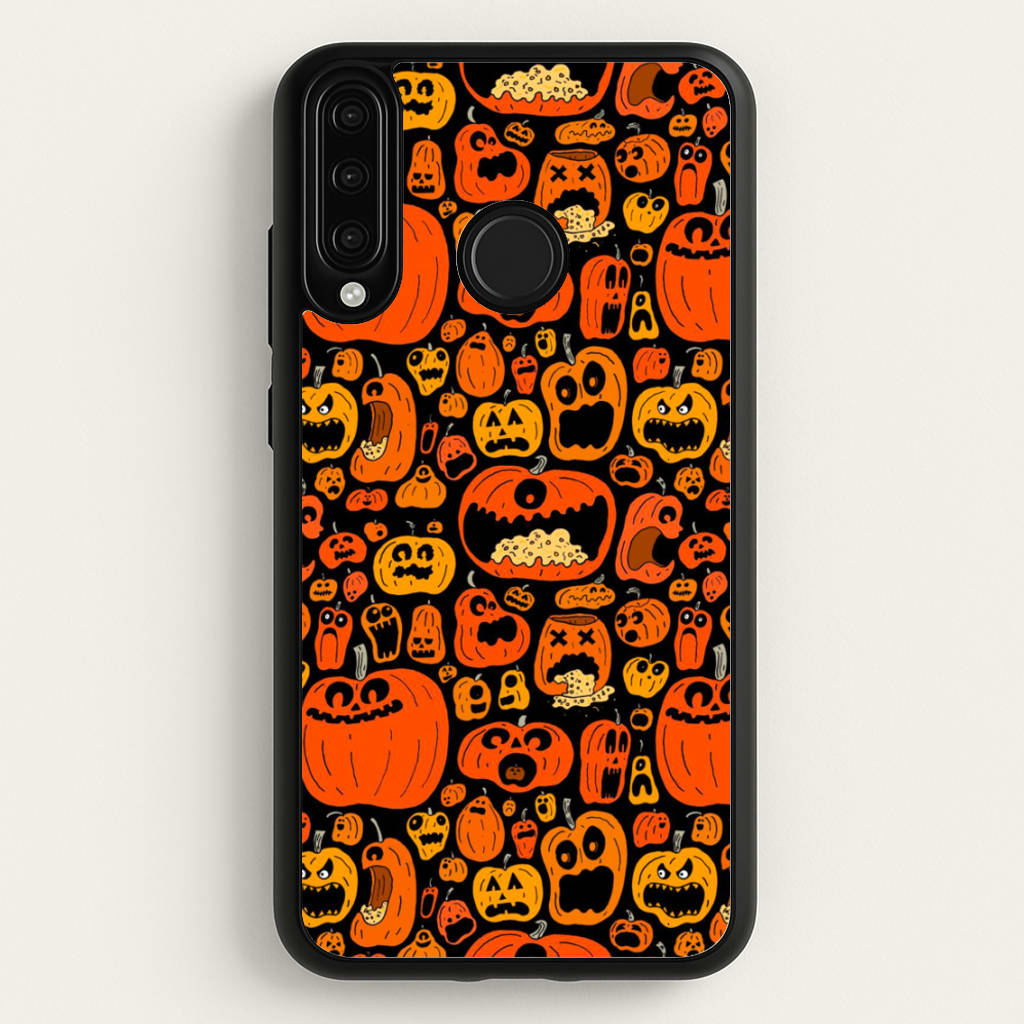Scary Pumpkin Halloween Pattern - Phone Case for Huawei P30 Lite