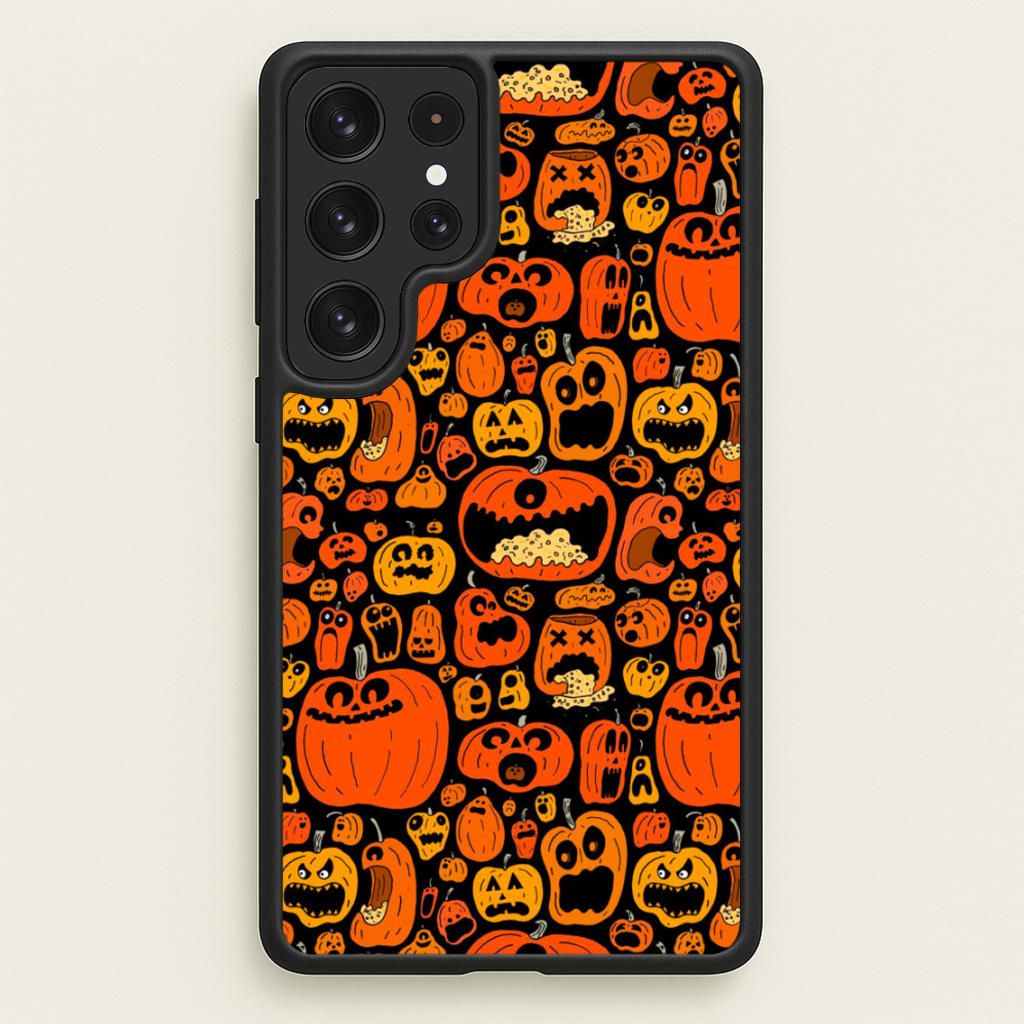 Scary Pumpkin Halloween Pattern - Phone Case for Galaxy S22 Ultra