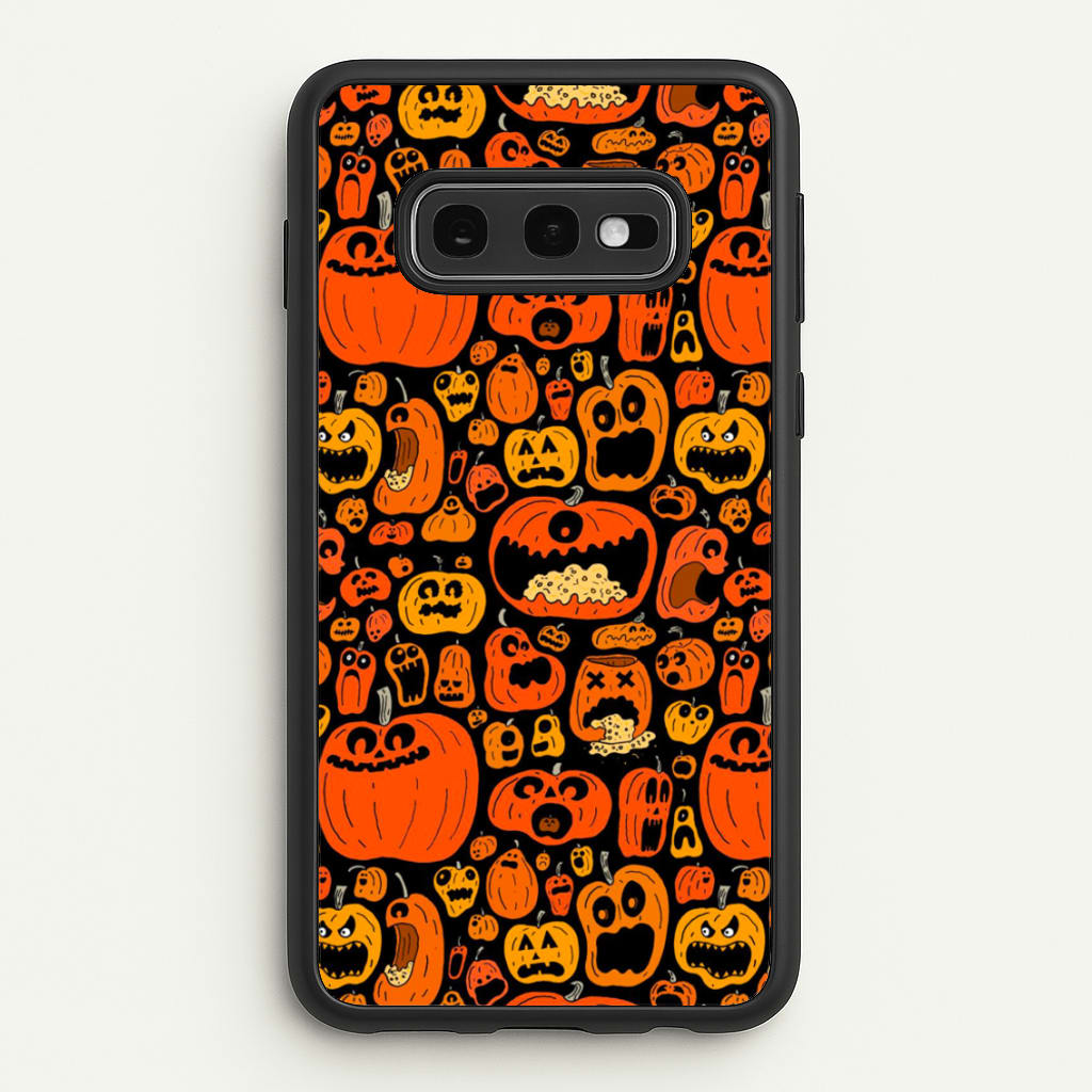 Scary Pumpkin Halloween Pattern - Phone Case for Galaxy S10e