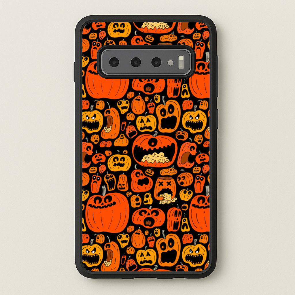 Scary Pumpkin Halloween Pattern - Phone Case for Galaxy S10