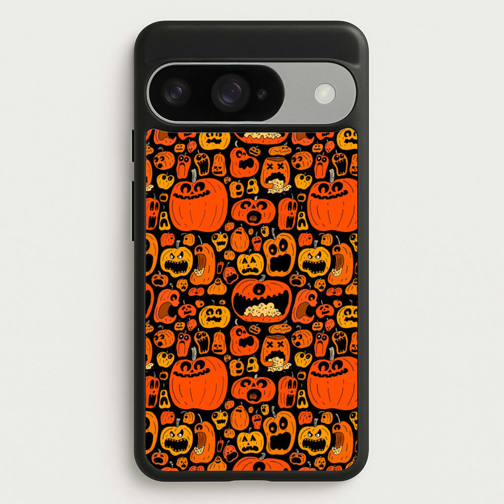 Scary Pumpkin Halloween Pattern Phone Case for Google Pixel 10 / 10 Pro