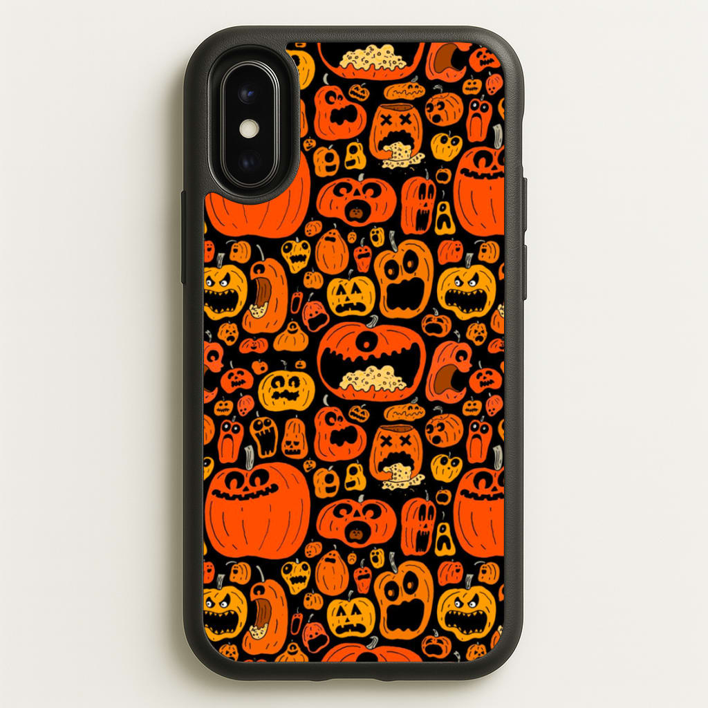 Scary Pumpkin Halloween Pattern - Phone Case for iPhone X / XS