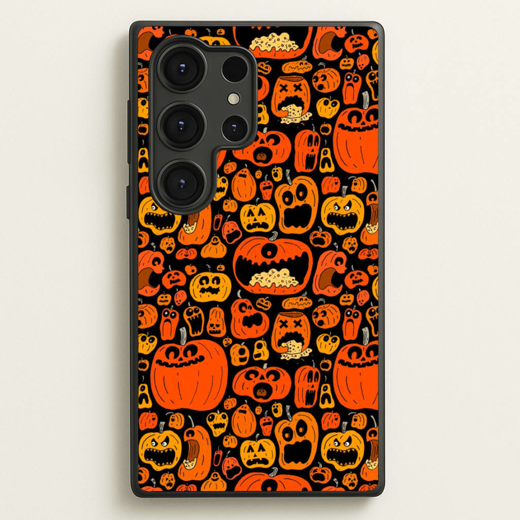 Scary Pumpkin Halloween Pattern - Phone Case for Galaxy S25 Ultra