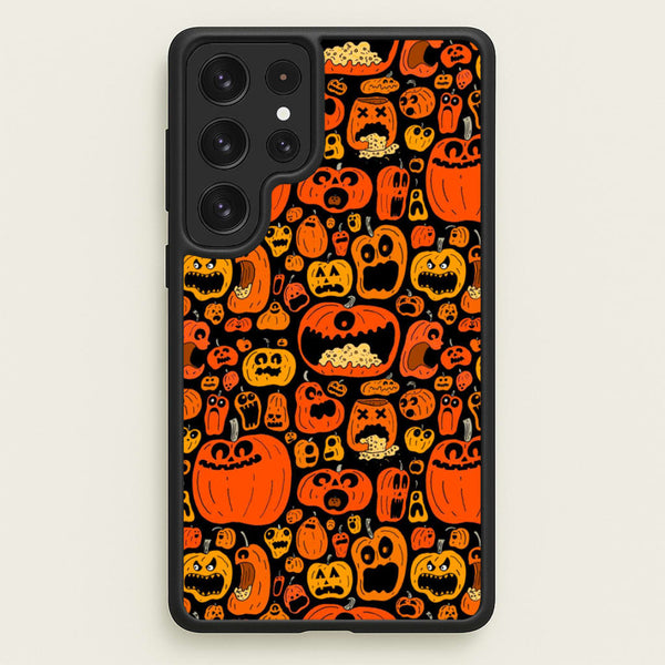 Scary Pumpkin Halloween Pattern - Phone Case for Galaxy S23 Ultra