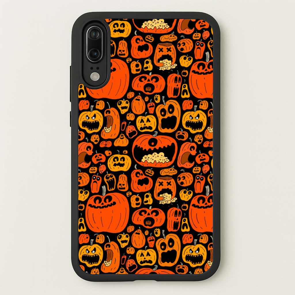 Scary Pumpkin Halloween Pattern - Phone Case for Huawei P20