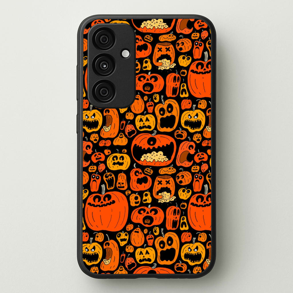 Scary Pumpkin Halloween Pattern - Phone Case for Galaxy A55