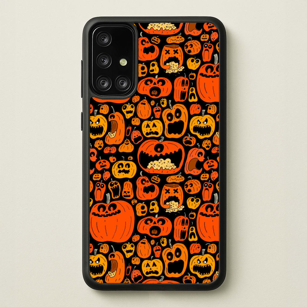 Scary Pumpkin Halloween Pattern - Phone Case for Galaxy A71