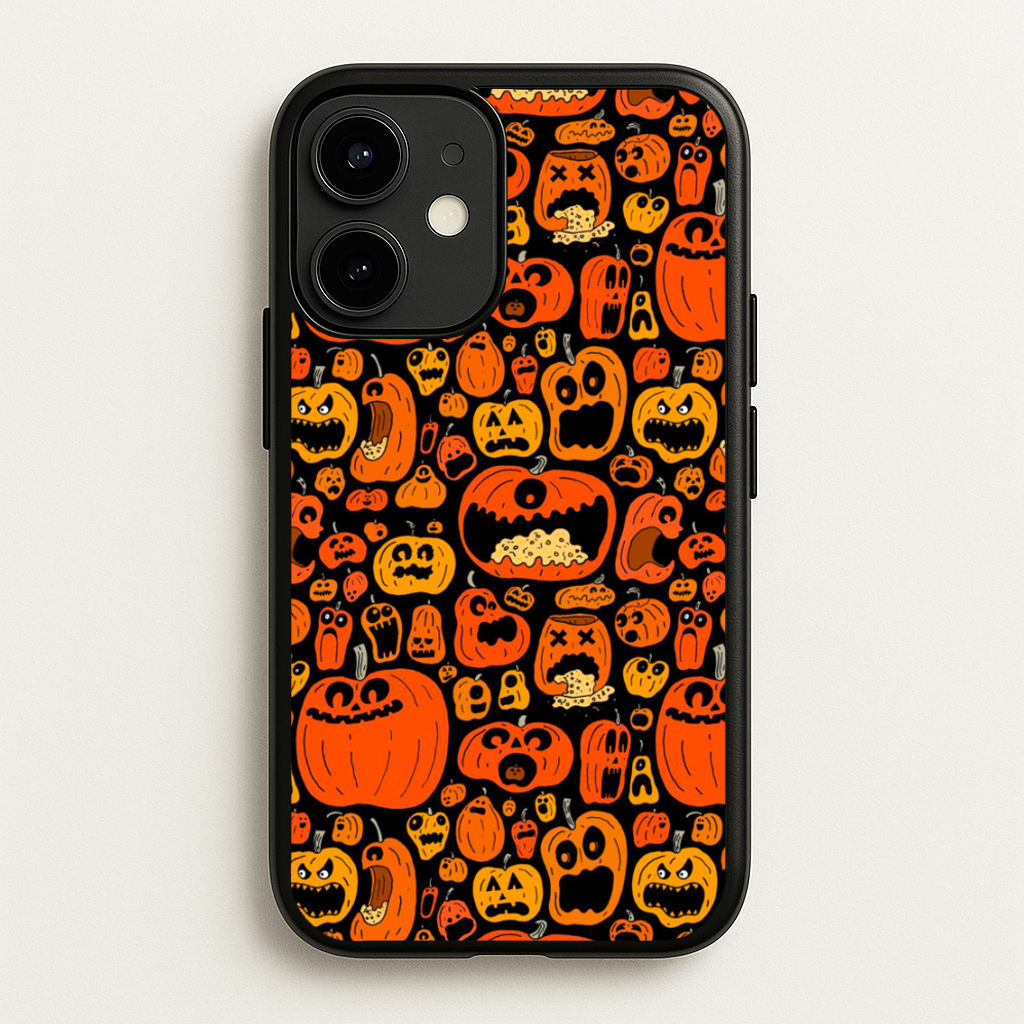 Scary Pumpkin Halloween Pattern - Phone Case for iPhone 12 / 12 Pro