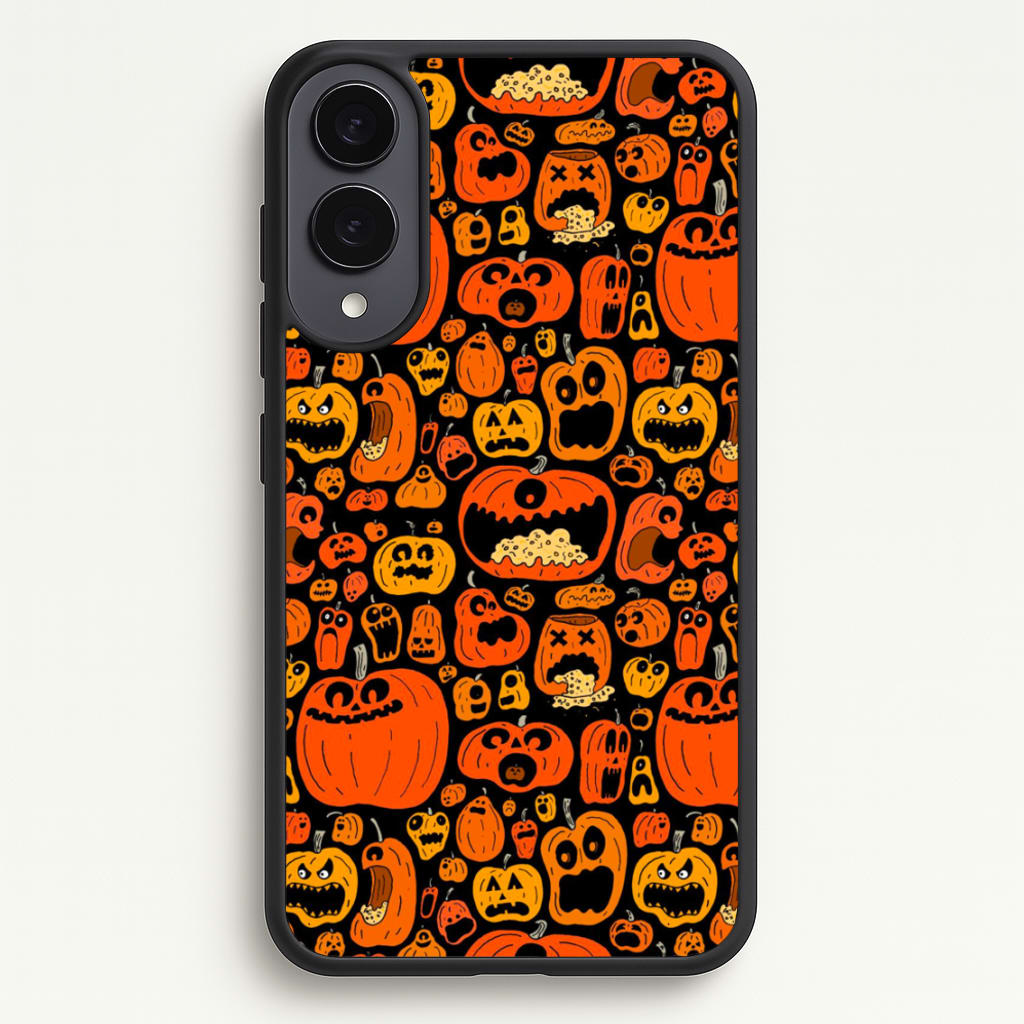 Scary Pumpkin Halloween Pattern - Phone Case for Galaxy S25 Edge