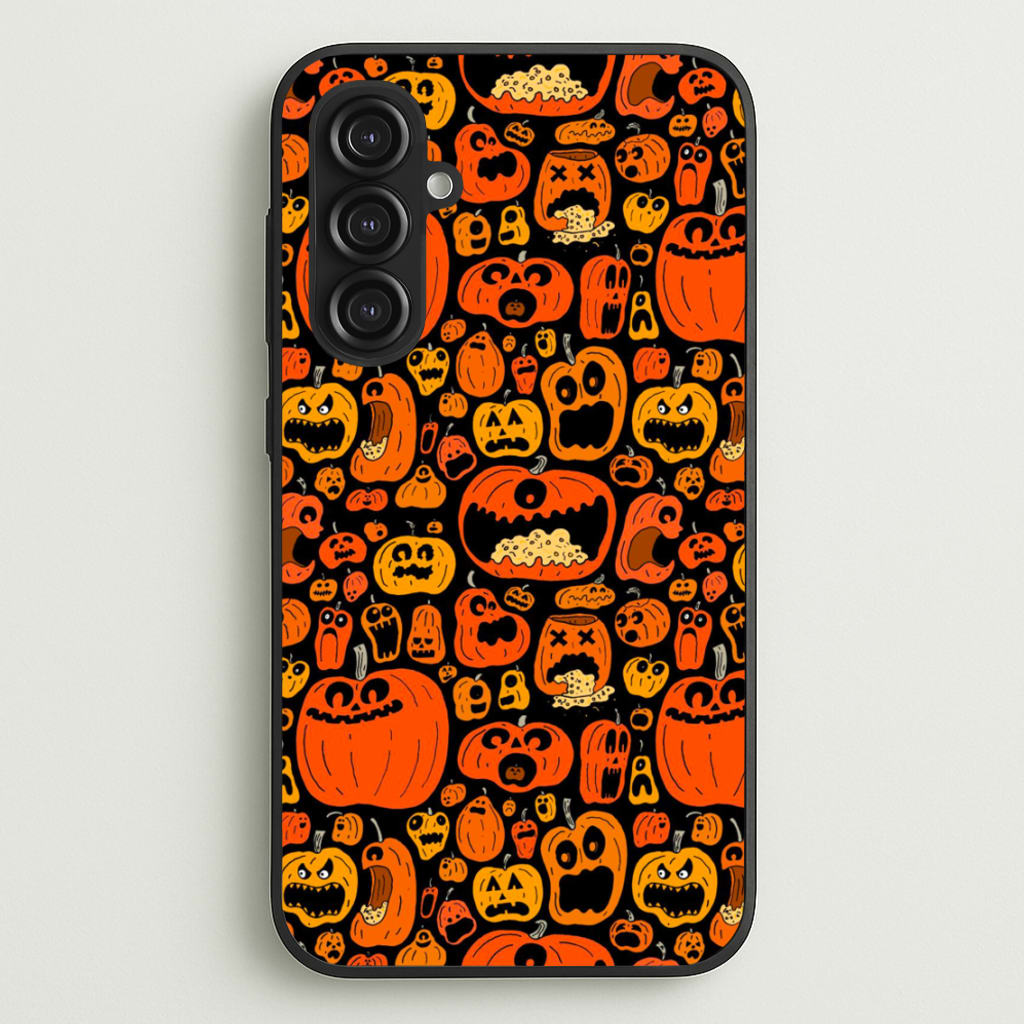 Scary Pumpkin Halloween Pattern - Phone Case for Galaxy S23FE