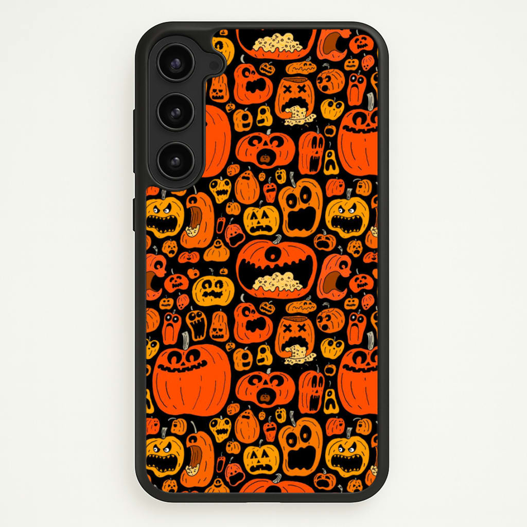 Scary Pumpkin Halloween Pattern - Phone Case for Galaxy S23