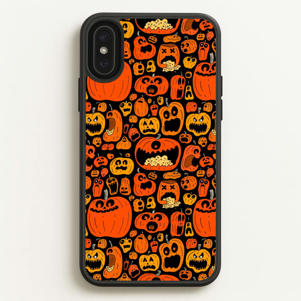 Scary Pumpkin Halloween Pattern - Phone Case for iPhone XS Max