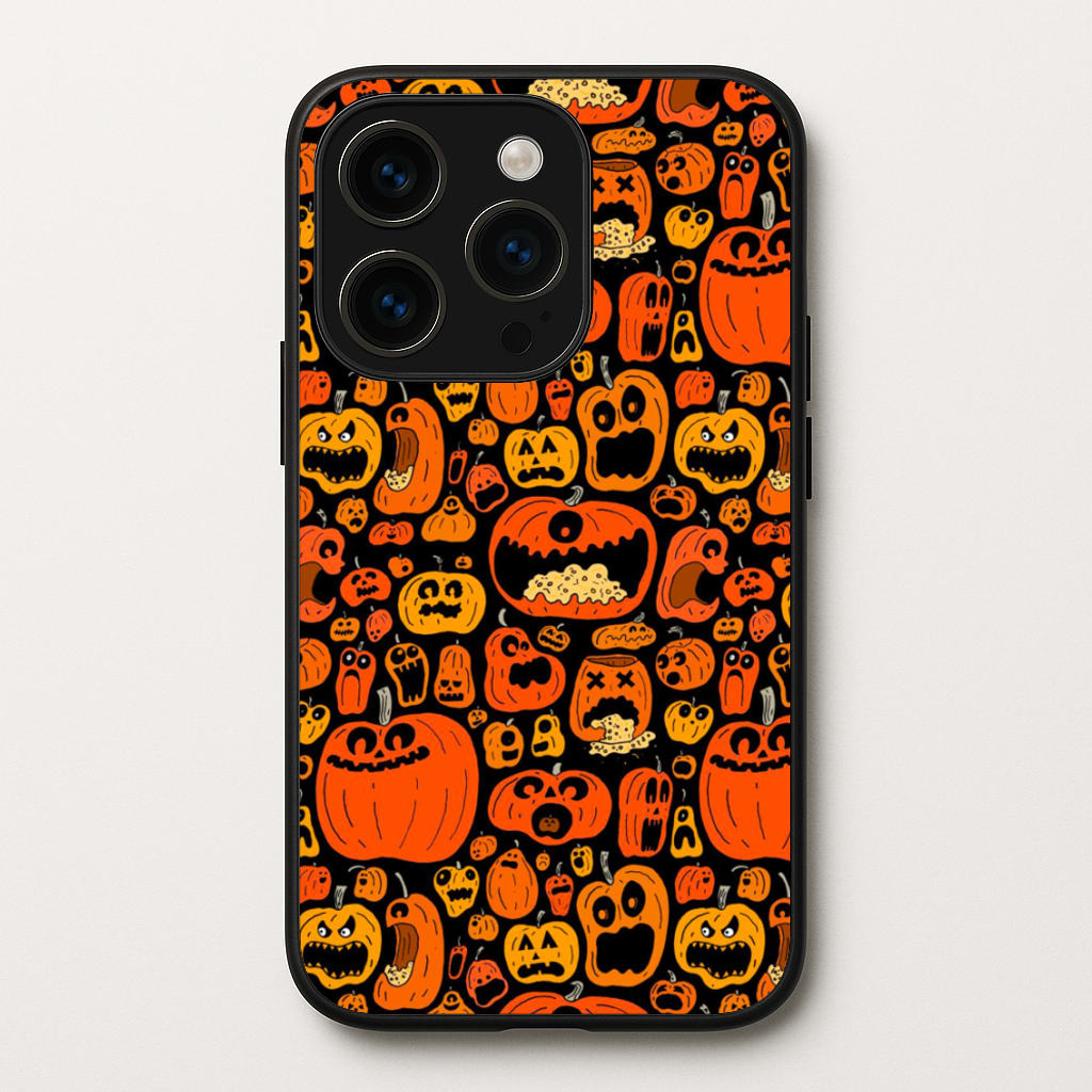 Scary Pumpkin Halloween Pattern - Phone Case for iPhone 15 Pro Max