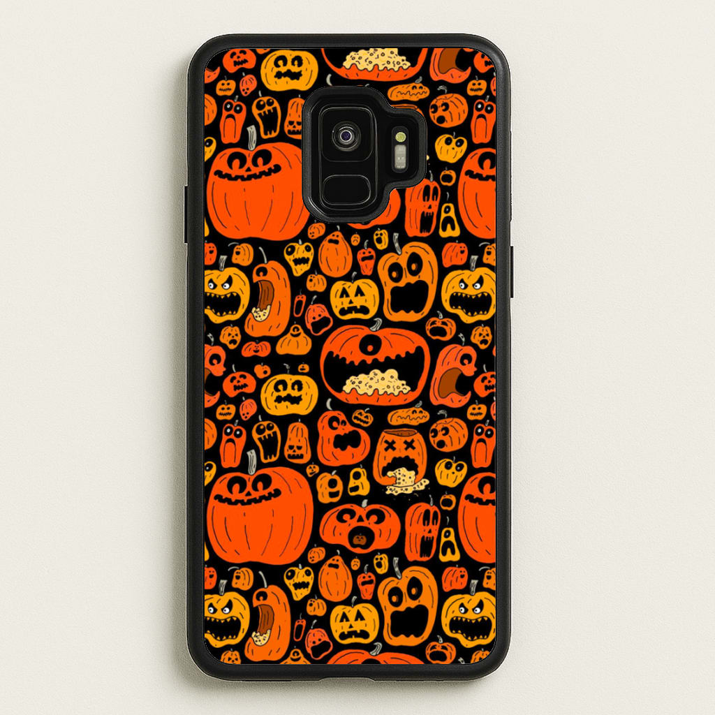 Scary Pumpkin Halloween Pattern - Phone Case for Galaxy S9