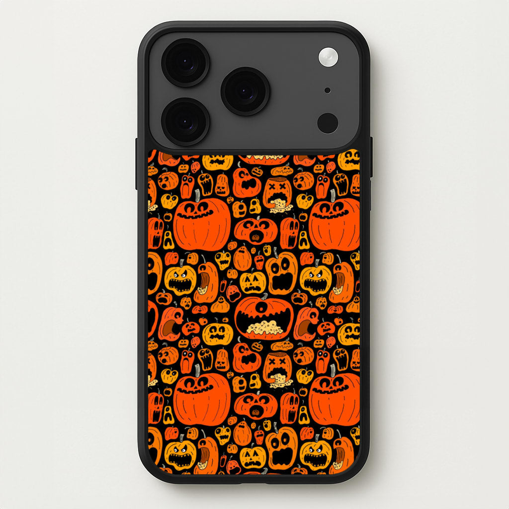 Scary Pumpkin Halloween Pattern Phone Case for iPhone 17 Pro Max