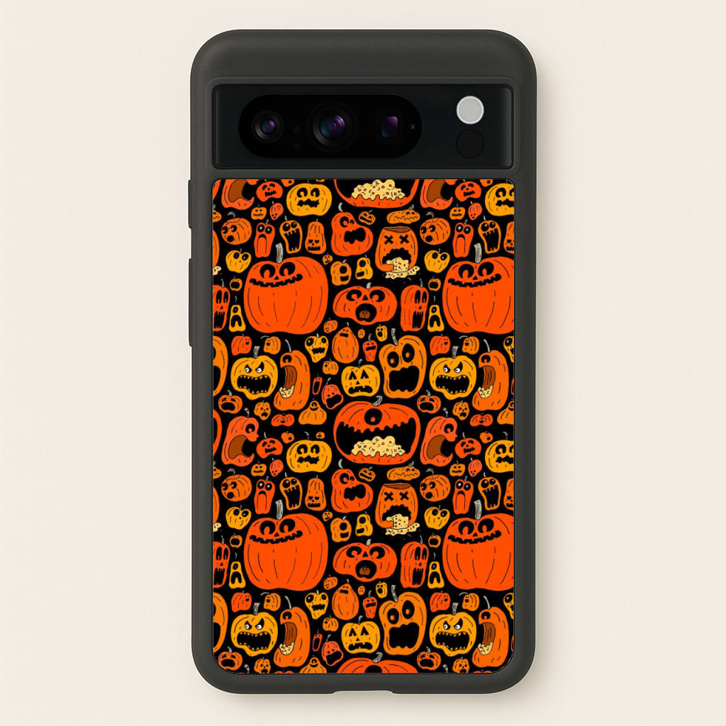 Scary Pumpkin Halloween Pattern - Phone Case for Google Pixel 8 Pro