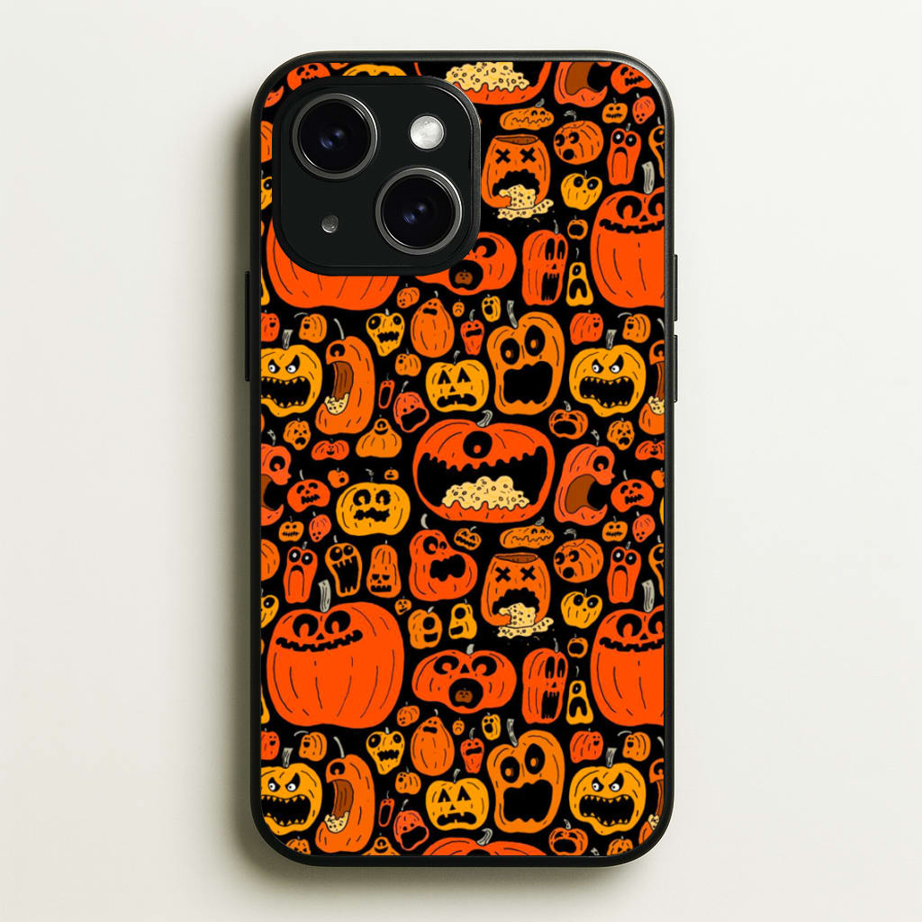 Scary Pumpkin Halloween Pattern - Phone Case for iPhone 15 Plus