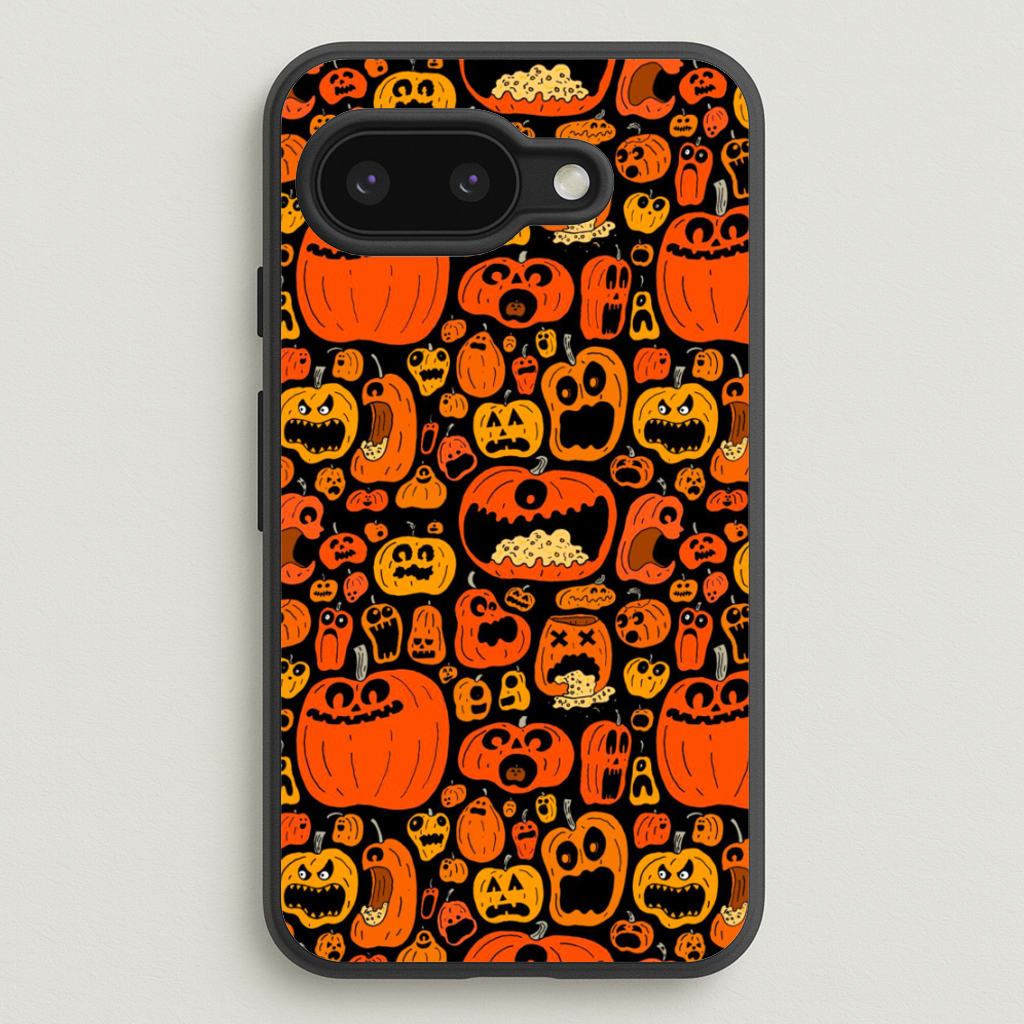 Scary Pumpkin Halloween Pattern - Phone Case for Google Pixel 9a