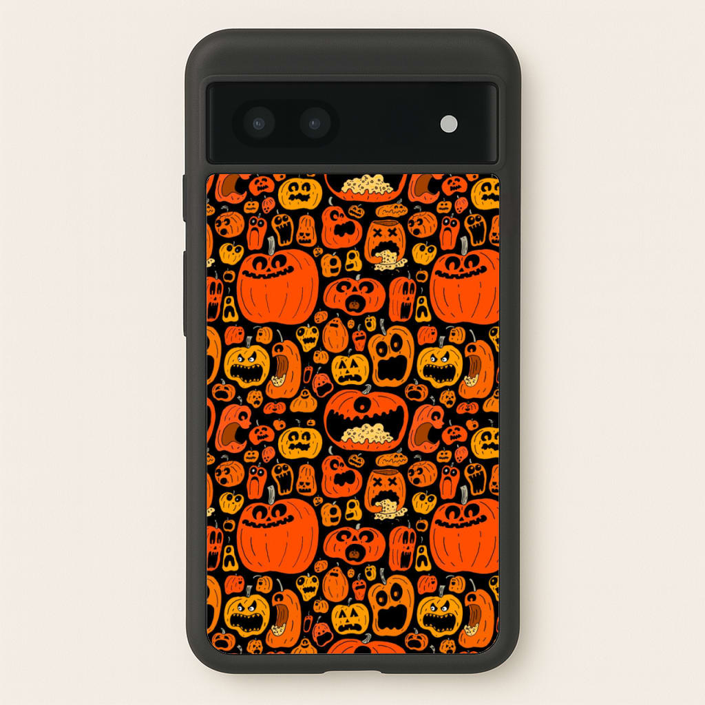 Scary Pumpkin Halloween Pattern - Phone Case for Google Pixel 7a