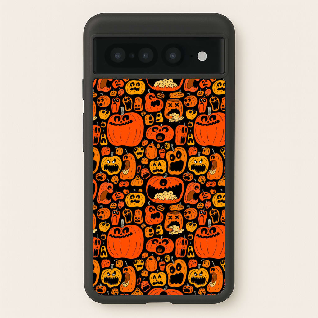 Scary Pumpkin Halloween Pattern - Phone Case for Google Pixel 7 Pro