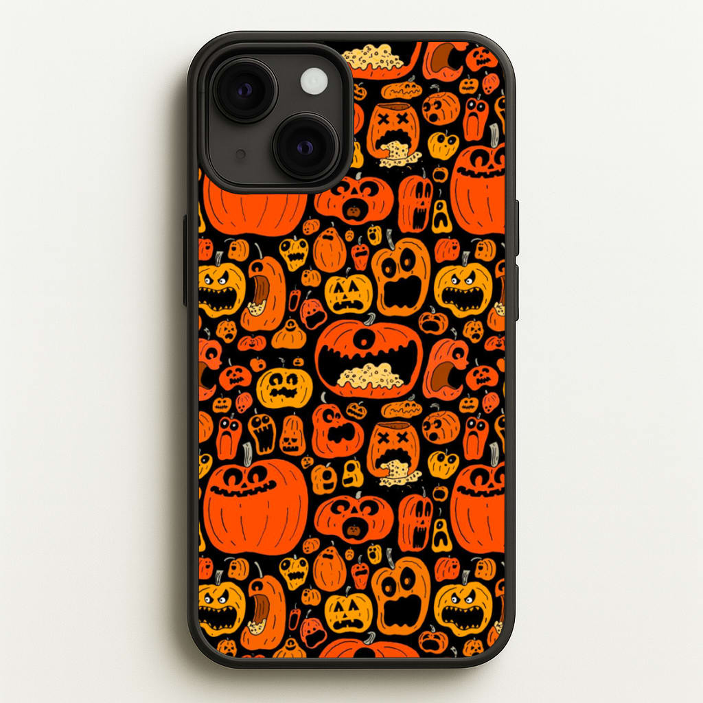 Scary Pumpkin Halloween Pattern - Phone Case for iPhone 13 Mini