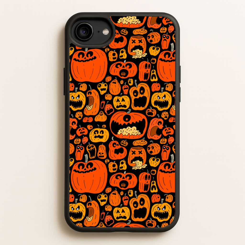 Scary Pumpkin Halloween Pattern - Phone Case for iPhone 6 / 7 / 8 / SE