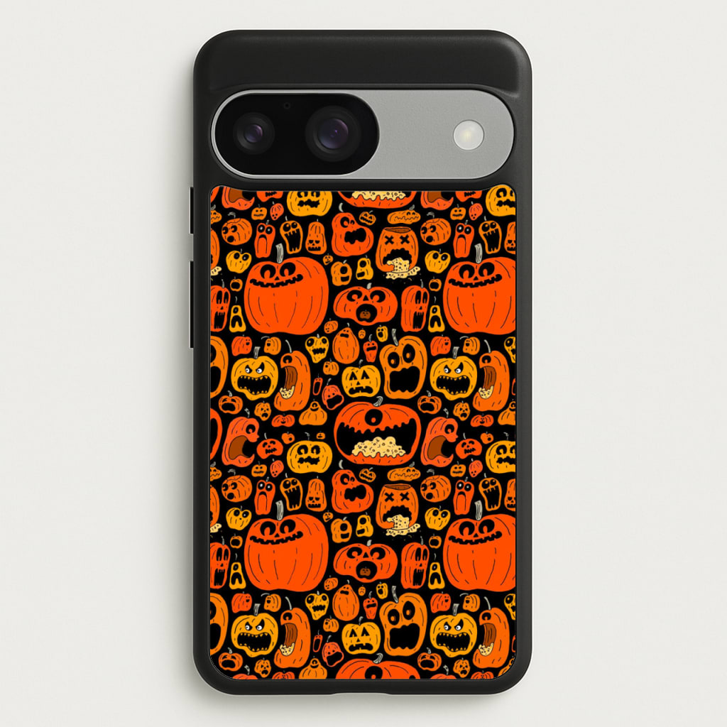 Scary Pumpkin Halloween Pattern - Phone Case for Google Pixel 9 / 9 Pro