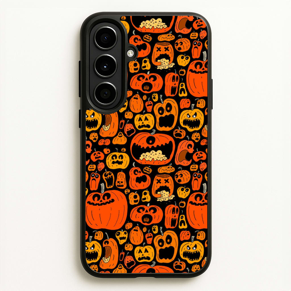 Scary Pumpkin Halloween Pattern - Phone Case for Galaxy A56