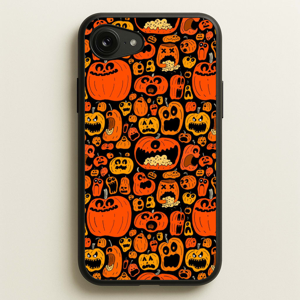 Scary Pumpkin Halloween Pattern - Phone Case for iPhone 16e