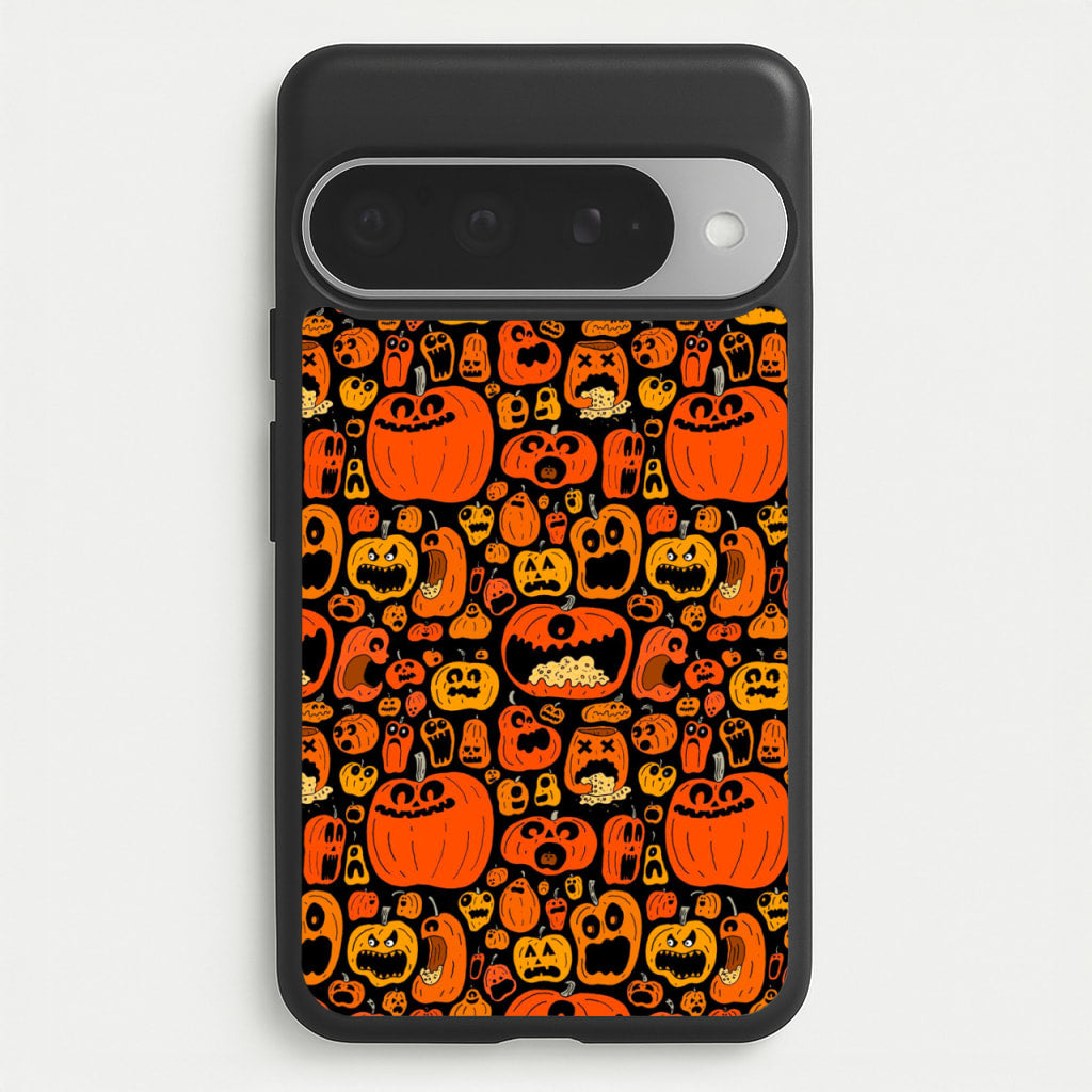 Scary Pumpkin Halloween Pattern Phone Case for Google Pixel 10 Pro XL