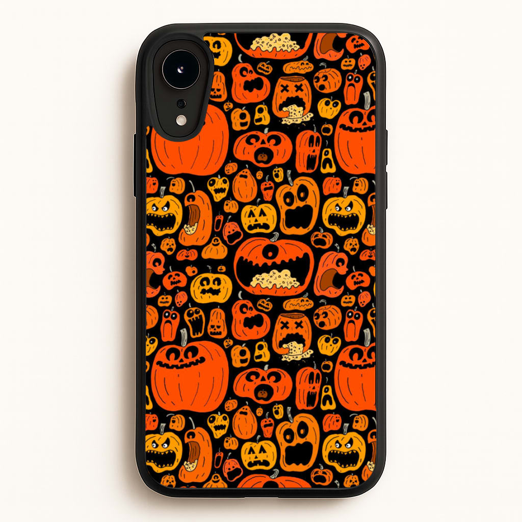 Scary Pumpkin Halloween Pattern - Phone Case for iPhone XR
