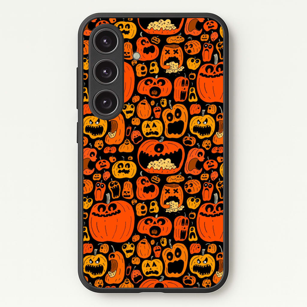 Scary Pumpkin Halloween Pattern - Phone Case for Galaxy S25 Plus