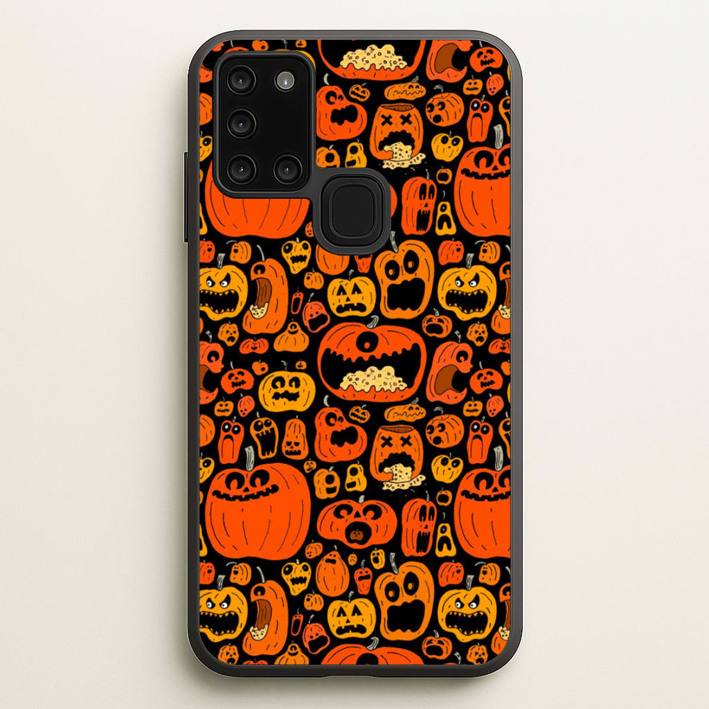 Scary Pumpkin Halloween Pattern - Phone Case for Galaxy A21s