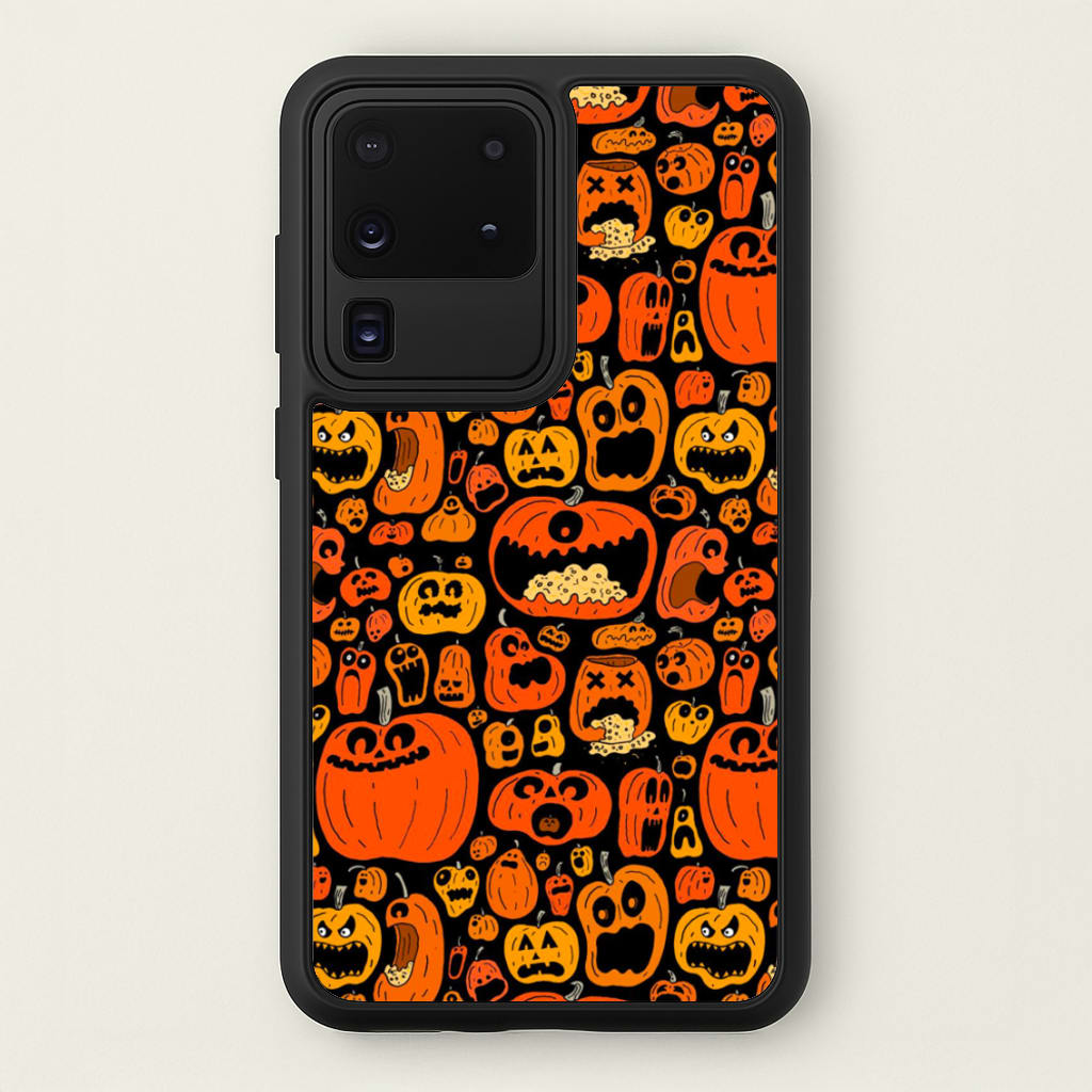 Scary Pumpkin Halloween Pattern - Phone Case for Galaxy S20 Ultra