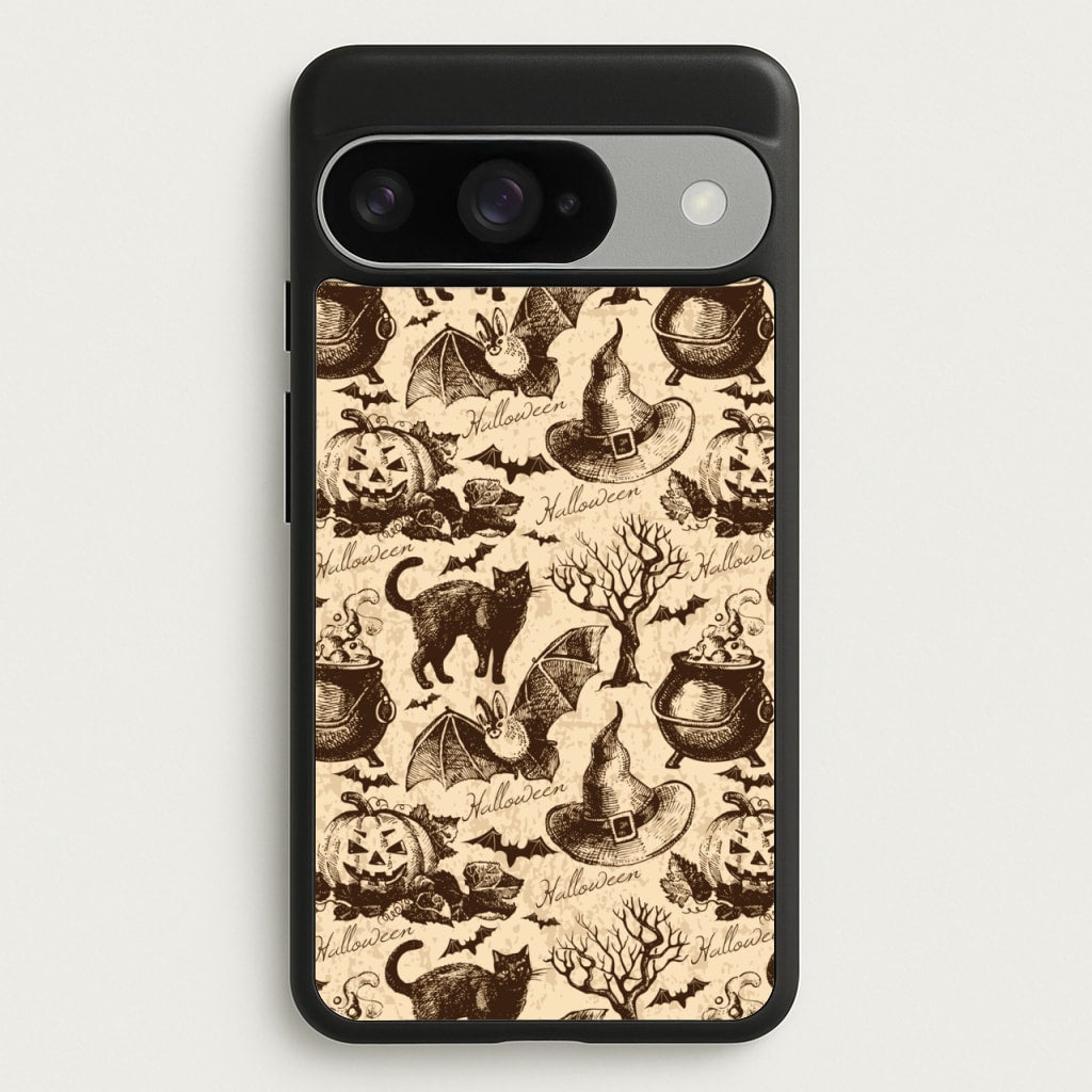 Vintage Halloween Pattern Phone Case for Google Pixel 10 / 10 Pro
