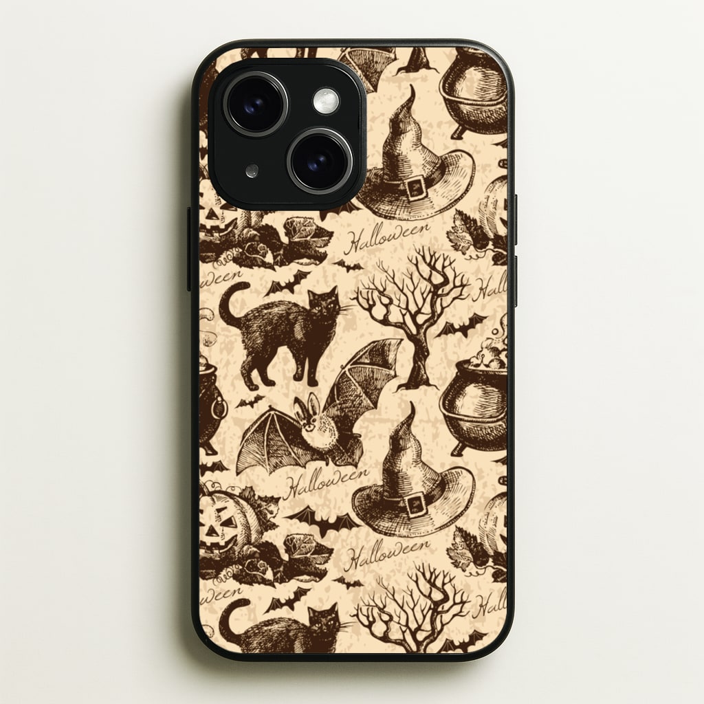 Vintage Halloween Pattern - Phone Case for iPhone 15